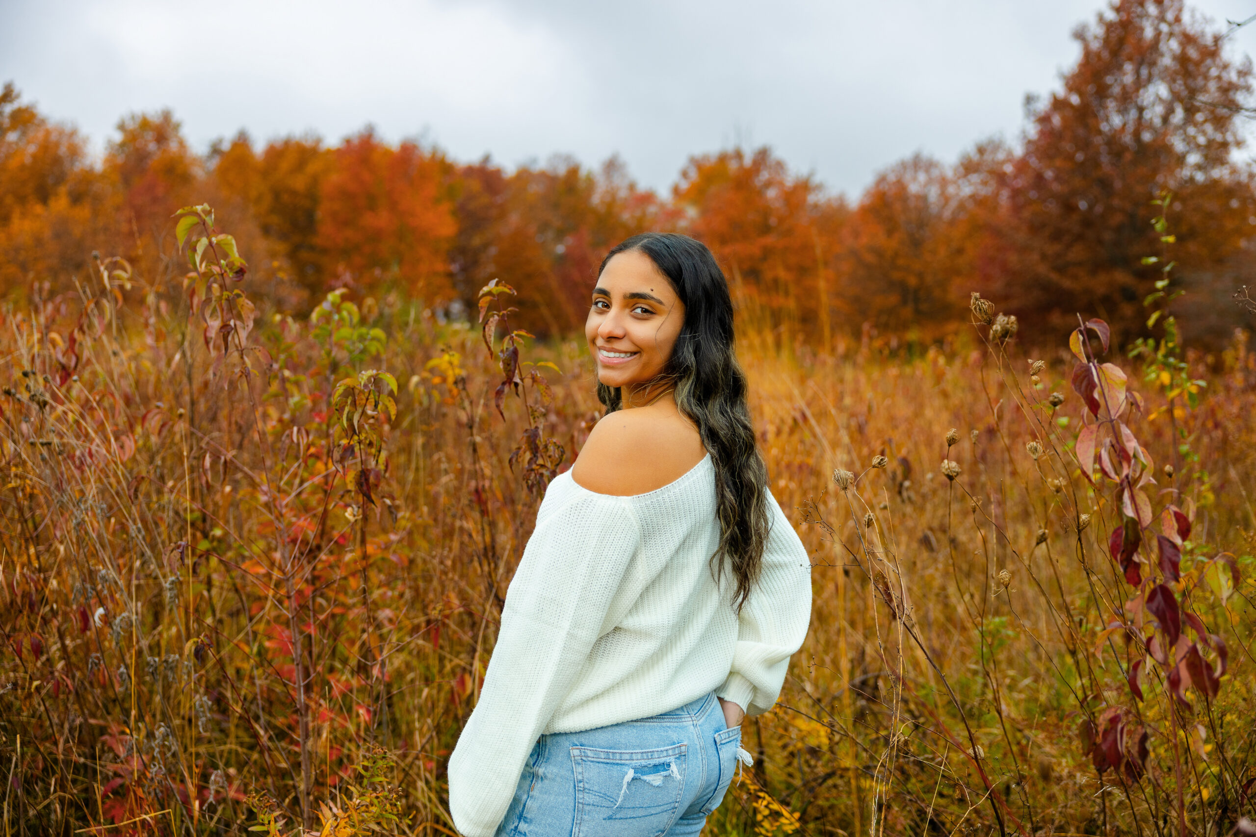 Senior Session, Fall lush colors, James H. McBride Arboretum